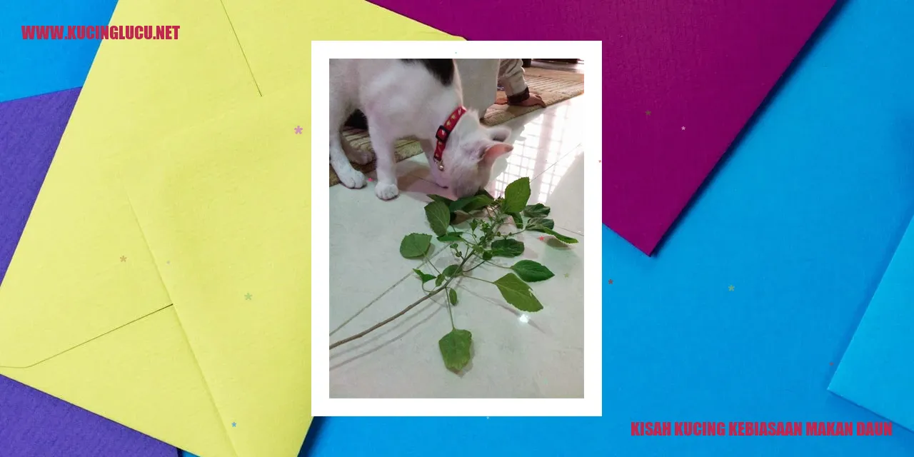 Ilustrasi Kucing Makan Daun