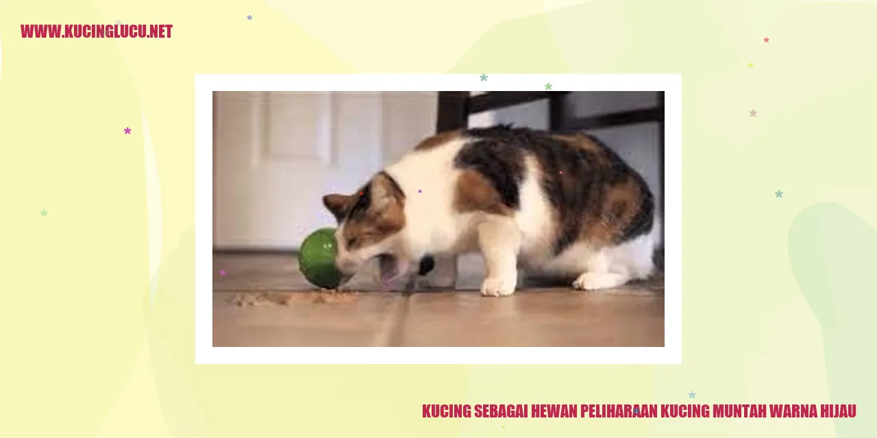 Foto kucing muntah berwarna hijau