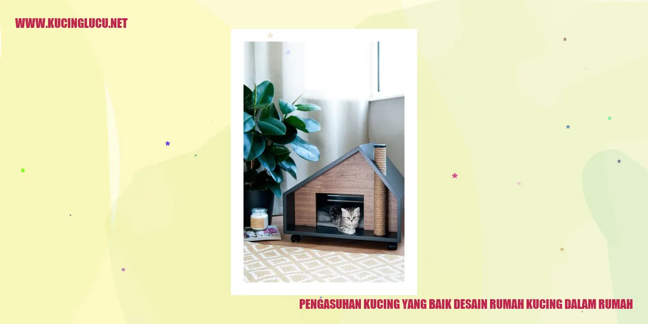 Gambar kucing berada di dalam rumah khusus untuk kucing