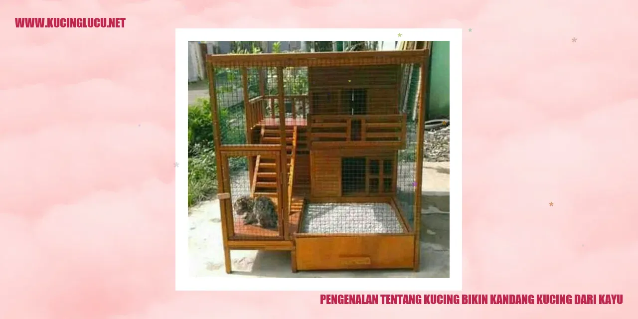 Gambar seekor kucing berada di dalam kandang kayu yang nyaman