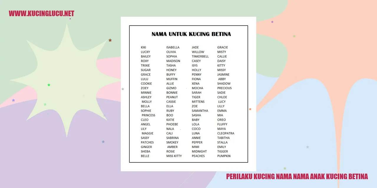 Perilaku Kucing Nama-nama Anak Kucing Betina
