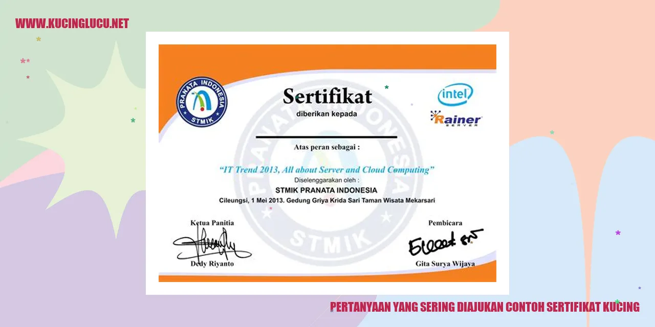 Contoh sertifikat kucing