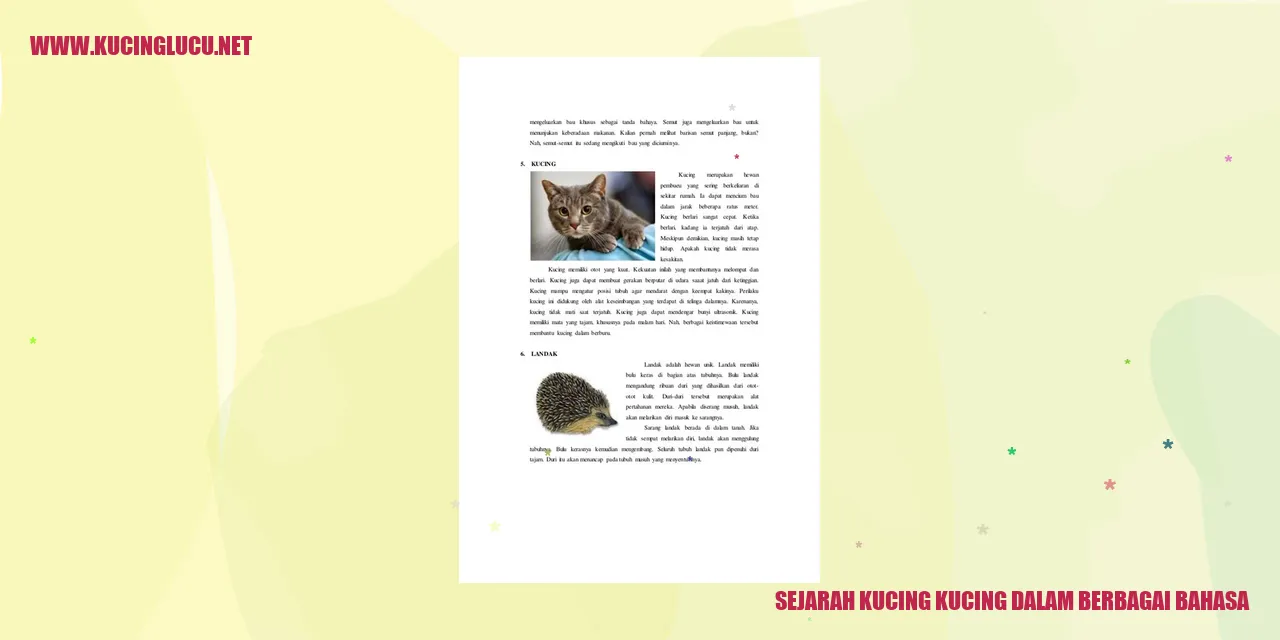 Sejarah Kucing dalam Pelbagai Bahasa