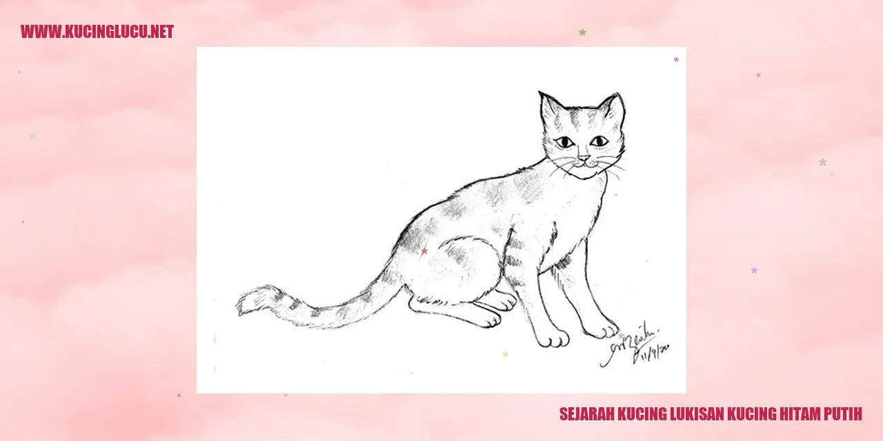 Gambar kucing lukisan hitam putih