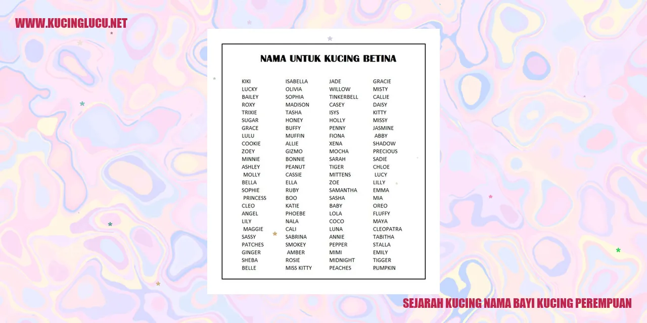 Sejarah Kucing Nama Bayi Kucing Perempuan