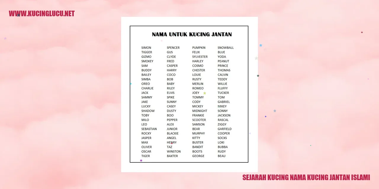 Sejarah Kucing nama kucing jantan Islami