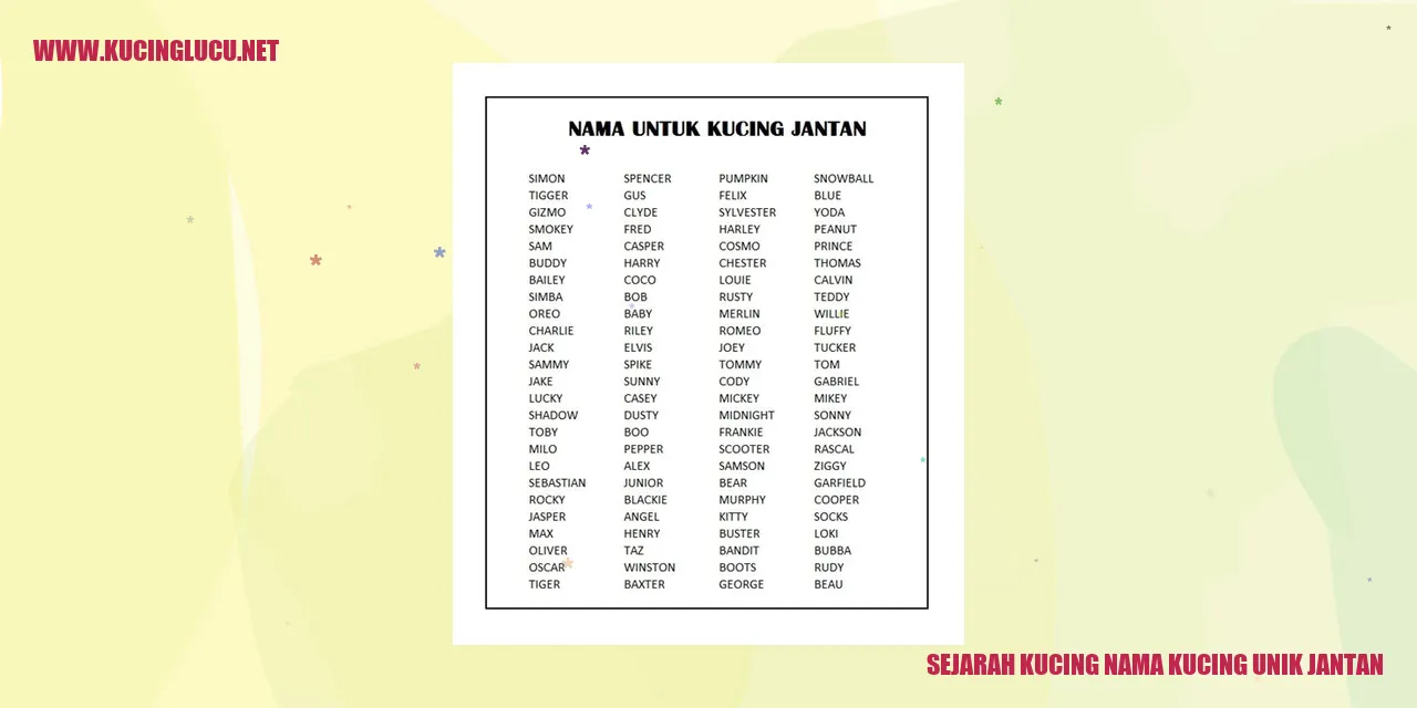 Sejarah Kucing dengan Nama Khas untuk Jantan