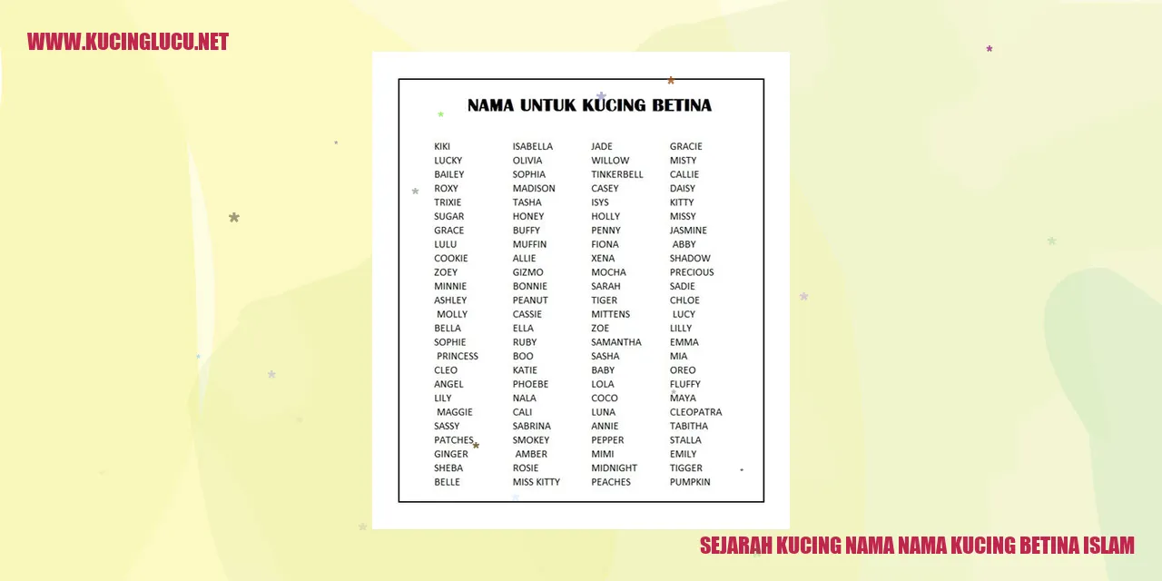 Sejarah Kucing Nama-nama Kucing Betina Islam