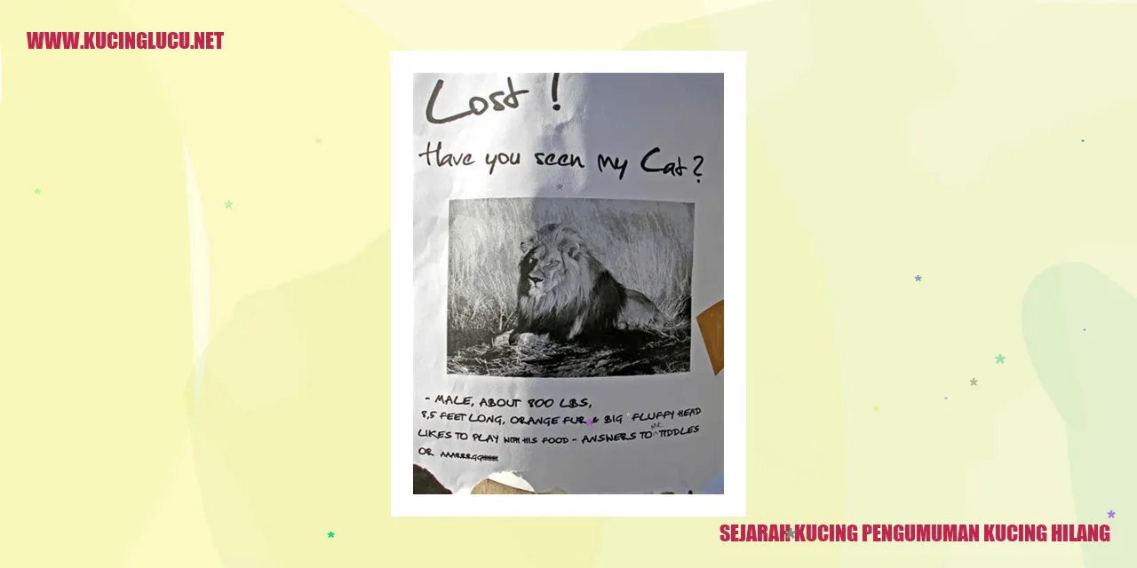 Sejarah Kucing pengumuman kucing hilang